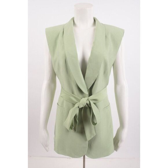 Zara Jackets & Blazers - Zara Womens Tuxedo Collar Vest Waistcoat Gilet Belted XXL Green 7760/816 NWD